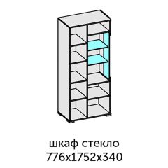 Аллегро-10 Шкаф 2дв. (со стеклом) (дуб крафт золотой-камень темный) в Урае - uray.mebel24.online | фото 2