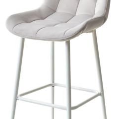 Барный стул ХОФМАН, цвет H-09 Светло-серый, велюр / белый каркас М-City в Урае - uray.mebel24.online | фото