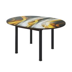 БОСТОН Стол круглый раздвижной 1080/1420 опоры Брифинг черные в Урае - uray.mebel24.online | фото 2