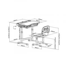 Комплект парта + стул трансформеры Cantare Grey в Урае - uray.mebel24.online | фото 9