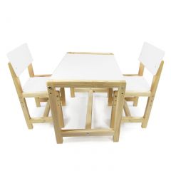 Детский растущий комплект стол и два стула  Я САМ "Лофт" (Белый, Сосна) в Урае - uray.mebel24.online | фото
