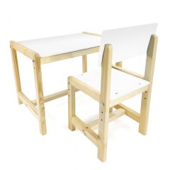 Детский растущий комплект стол и стул  Я САМ "Лофт" (Белый, Сосна) в Урае - uray.mebel24.online | фото
