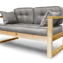 Диван двухместный DEmoku Д-2 (Серебристо-серый/Натуральный) в Урае - uray.mebel24.online | фото