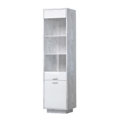 Эго ПС-1 Пенал с 2дв (бетон светлый/белый глянец) цоколь в Урае - uray.mebel24.online | фото