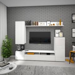 Гостиная Альфа (Белый/Белый глянец) в Урае - uray.mebel24.online | фото 2