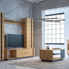 Гостиная Арчи (Дуб Золотой/Камень Темный) в Урае - uray.mebel24.online | фото 2