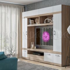 АВАНТА Гостиная (МДФ) Белый глянец холодный/Дуб сонома в Урае - uray.mebel24.online | фото 2