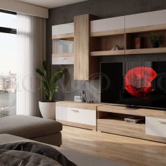 АВАНТА Гостиная (МДФ) Белый глянец холодный/Дуб сонома в Урае - uray.mebel24.online | фото 3