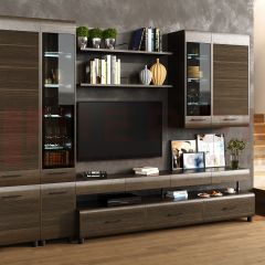 Гостиная Камелия Композиция 1 (Гикори Джексон темный) в Урае - uray.mebel24.online | фото