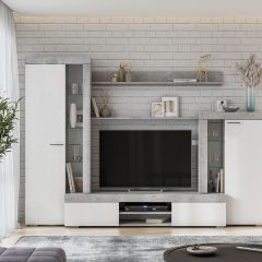 Гостиная МГС 5 (Цемент светлый/Белый) в Урае - uray.mebel24.online | фото