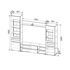 Гостиная МГС 6 Исполнение 1 (Венге/Белый глянец) в Урае - uray.mebel24.online | фото 3