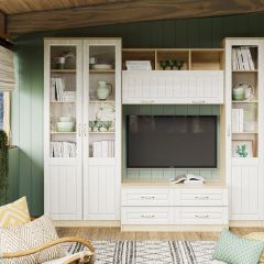 Гостиная Оливия Модульная (Белое дерево/Дуб Сонома) в Урае - uray.mebel24.online | фото 4