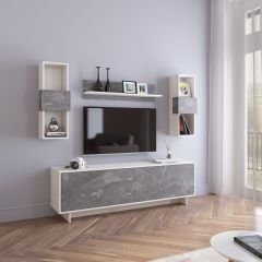 Гостиная Оскар мини (Сосна Белая Loft/Каспий темный) в Урае - uray.mebel24.online | фото