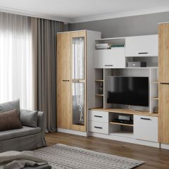 Гостиная СОЛО ЛДСП Белый /ЛДСП Дуб крафт золотой в Урае - uray.mebel24.online | фото