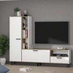 Гостиная Трикс (Дуб крафт золотой/Белый текстурный) в Урае - uray.mebel24.online | фото