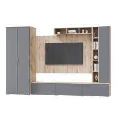 Гостинная СКАНДИ (модульная) Дуб бунратти/Смоки софт в Урае - uray.mebel24.online | фото