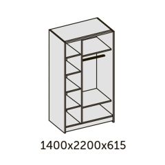 ИННЭС-5 Шкаф-купе 2-х дв. 1400 (2дв. Ф1 - венге) в Урае - uray.mebel24.online | фото 2