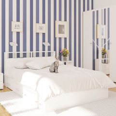 Камелия спальня № 7 Кровать 900 + Стол косметический + Зеркало + Комод, цвет белый, сп.м. 900х2000 мм., б/м, основание есть в Урае - uray.mebel24.online | фото 5