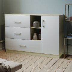 Комод К-3.1 (Дуб сонома/Белый жемчуг) в Урае - uray.mebel24.online | фото 2