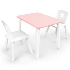 Комплект детской мебели стол и два стула Корона  (Розовый/Белый/Белый) в Урае - uray.mebel24.online | фото