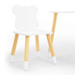 Комплект детской мебели стол и два стула Мишутка (Белый/Белый/Береза) в Урае - uray.mebel24.online | фото