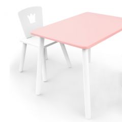 Комплект детской мебели стол и стул Корона (Розовый/Белый/Белый) в Урае - uray.mebel24.online | фото 1