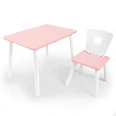 Комплект детской мебели стол и стул Корона (Розовый/Розовый/Белый) в Урае - uray.mebel24.online | фото
