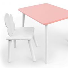 Комплект детской мебели стол и стул Облачко (Розывый/Белый/Белый) в Урае - uray.mebel24.online | фото 1