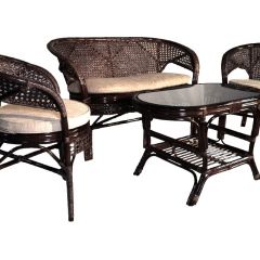 Комплект Пеланги 02/15 с 2-х местным диваном и овальным столом (Темно-коричневый) в Урае - uray.mebel24.online | фото