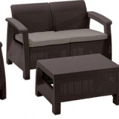 Комплект мебели Корфу сет (Corfu set) коричневый - серо-бежевый * в Урае - uray.mebel24.online | фото
