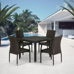 Комплект плетеной мебели T257A/YC379A-W53 Brown (4+1) + подушки на стульях в Урае - uray.mebel24.online | фото 1