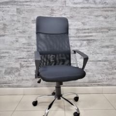 Кресло Barneo K-134H для персонала (черная ткань черная сетка) в Урае - uray.mebel24.online | фото