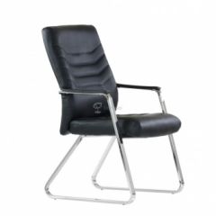 Кресло Barneo K-25 для посетителей и переговорных (хром, черная экокожа) в Урае - uray.mebel24.online | фото