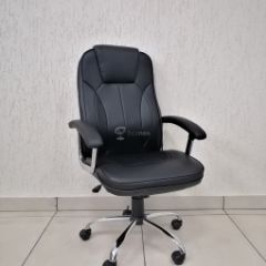 Кресло Barneo K-8 для руководителя (черная экокожа) в Урае - uray.mebel24.online | фото 1