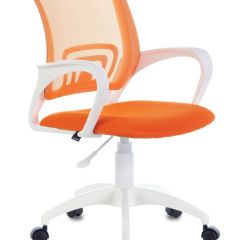 Кресло BRABIX "Fly MG-396W", пластик белый, сетка, оранжевое, 532401, MG-396W_532401 в Урае - uray.mebel24.online | фото