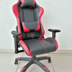 Кресло геймерское Barneo K-52 (черная экокожа красные вставки) в Урае - uray.mebel24.online | фото