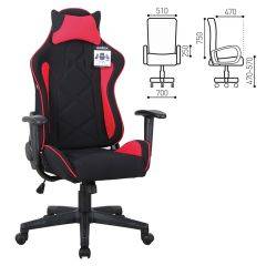 Кресло компьютерное BRABIX GT Racer GM-101 + подушка (ткань) черное/красное (531820) в Урае - uray.mebel24.online | фото 2