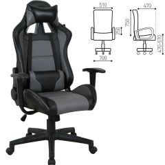 Кресло компьютерное BRABIX "GT Racer GM-100" (черное/серое) 531926 в Урае - uray.mebel24.online | фото 2