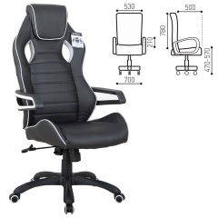 Кресло компьютерное BRABIX Techno Pro GM-003 (экокожа черное/серое, вставки серые) 531814 в Урае - uray.mebel24.online | фото 1