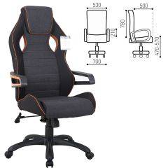 Кресло компьютерное BRABIX Techno Pro GM-003 (ткань черное/серое, вставки оранжевые) 531813 в Урае - uray.mebel24.online | фото 2