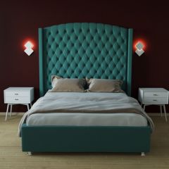 Кровать Берлин ЛЮКС с ПМ 2000 (велюр бирюзовый) в Урае - uray.mebel24.online | фото 2