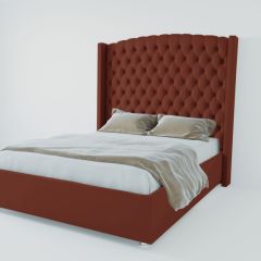 Кровать Берлин ЛЮКС с ПМ 2000 (велюр бордо) в Урае - uray.mebel24.online | фото 2