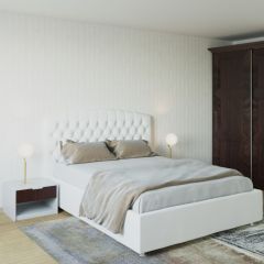 Кровать Берлин с ПМ 1200 (экокожа белая) в Урае - uray.mebel24.online | фото 2
