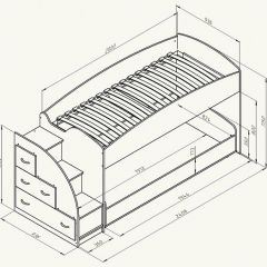 Кровать-чердак "Дюймовочка-4.2"  Дуб молочный/Оранжевый в Урае - uray.mebel24.online | фото 3