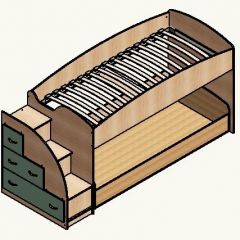 Кровать-чердак "Дюймовочка-4.2"  Дуб молочный/Оранжевый в Урае - uray.mebel24.online | фото 4