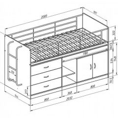 Кровать-чердак "Дюймовочка-6" Белый в Урае - uray.mebel24.online | фото 2