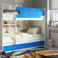 Кровать двухъярусная "Тетрис" (щиты) с бортиками + ящики в Урае - uray.mebel24.online | фото 2