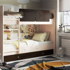 Кровать двухъярусная "Тетрис" (щиты) с бортиками + ящики в Урае - uray.mebel24.online | фото 3