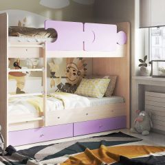 Кровать двухъярусная "Тетрис" (щиты) с бортиками + ящики в Урае - uray.mebel24.online | фото 4