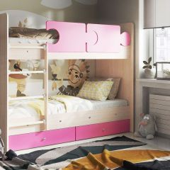 Кровать двухъярусная "Тетрис" (щиты) с бортиками + ящики в Урае - uray.mebel24.online | фото 7